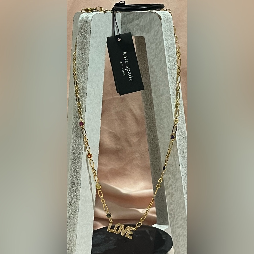 Kate Spade Gold In The Name of LOVE necklace with Multicolor Accents